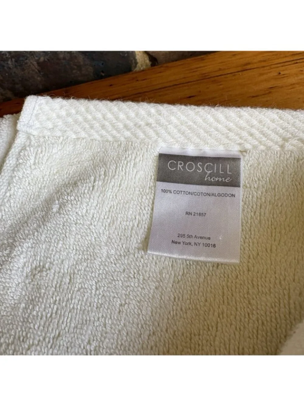 CROSCILL Home Cream Floral Sage Green Embroidered 100% Cotton Bath Towel 27”x48”